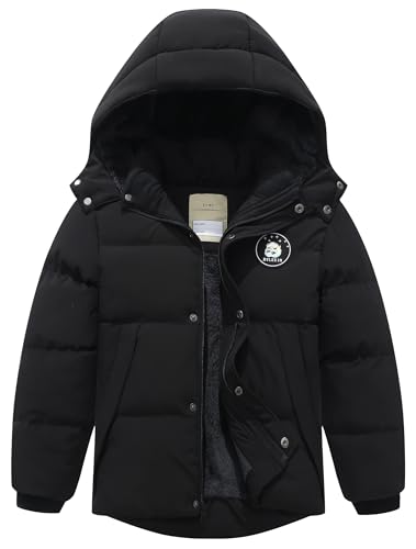 BYLESIN Kids Boy's Winter Waterproof Puffy Cotton Jacket Fleece Lined Lightweight Down Coat Thick Hooded Outdoor Coat - Image 1