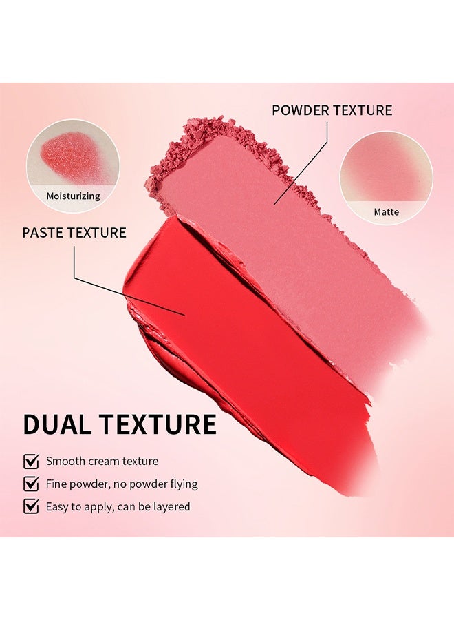 lakerain Cream & Powder Blush, 2 In 1 Cream Blush for Long Lasting Non Fading Bold Color Waterproof and Sweatproof Smooth Makeup Blush Palette #1 - Image 5