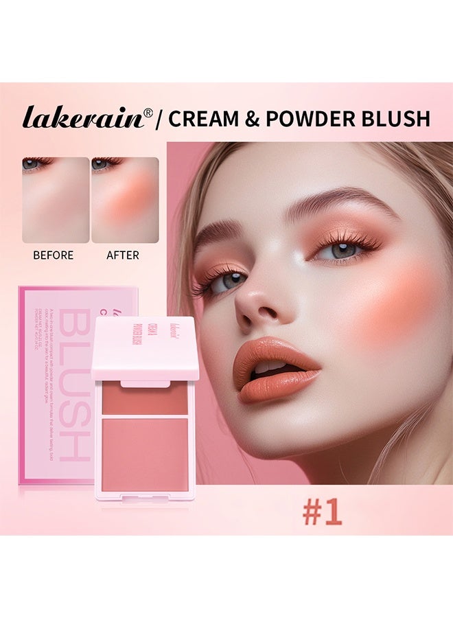 lakerain Cream & Powder Blush, 2 In 1 Cream Blush for Long Lasting Non Fading Bold Color Waterproof and Sweatproof Smooth Makeup Blush Palette #1 - Image 2