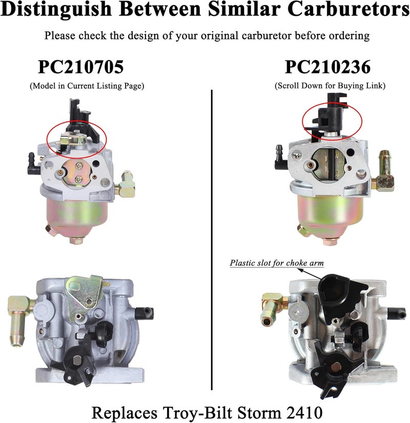Pro Chaser 951-12705 Carburetor for Troy-Bilt Storm 2410 2620 31AS62N2711 31AS2P5C711 31AM62N2711 31AS2P5C Squall 2100 Replaces MTD Yard Machines 31AM62EE700 31AS62EE731 31AS2N1C701 Snow Blower - Image 2