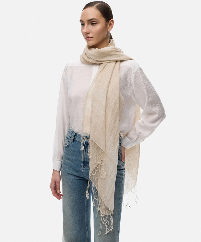 ابيكول Fringed Linen Scarf