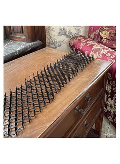 SYOSI 12PCS حصيرة قطة لطرد القطط 20*15.5 سم مع دبابيس، شرائط شائكة بلاستيكية، داخلية وخارجية للردع، حصيرة طاردة للقطط، مانع حفر للحيوانات الأليفة 8 دبابيس على شكل U  - Image 5