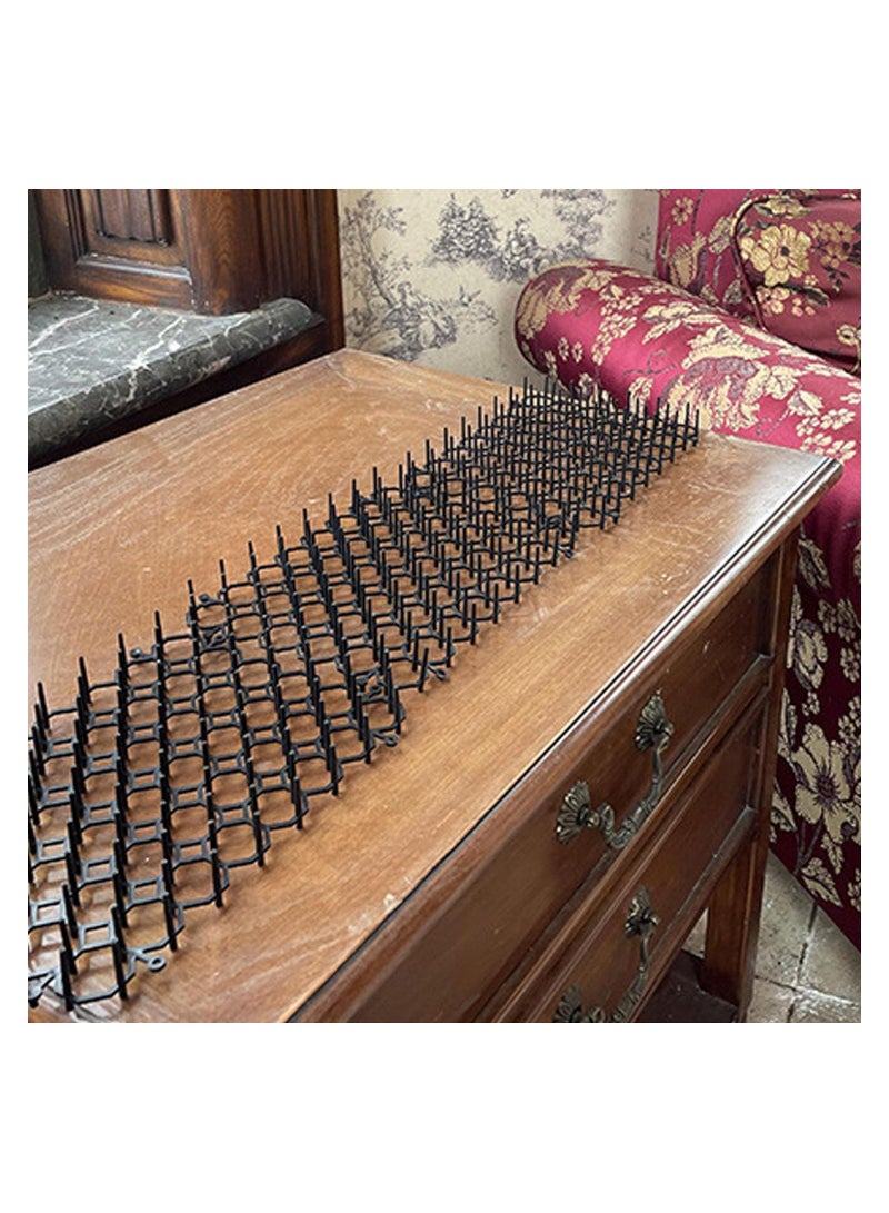 SYOSI 12PCS حصيرة قطة لطرد القطط 20*15.5 سم مع دبابيس، شرائط شائكة بلاستيكية، داخلية وخارجية للردع، حصيرة طاردة للقطط، مانع حفر للحيوانات الأليفة 8 دبابيس على شكل U  - Image 5