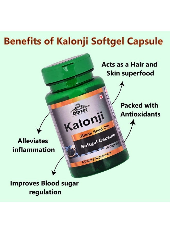 Cipzer Kalonji Oil Softgel Capsules with Ayurvedic Black Seed Extract supplement Helpful in Good Digestion, maintain cholesterol and blood sugar 60 Capsules - Image 2