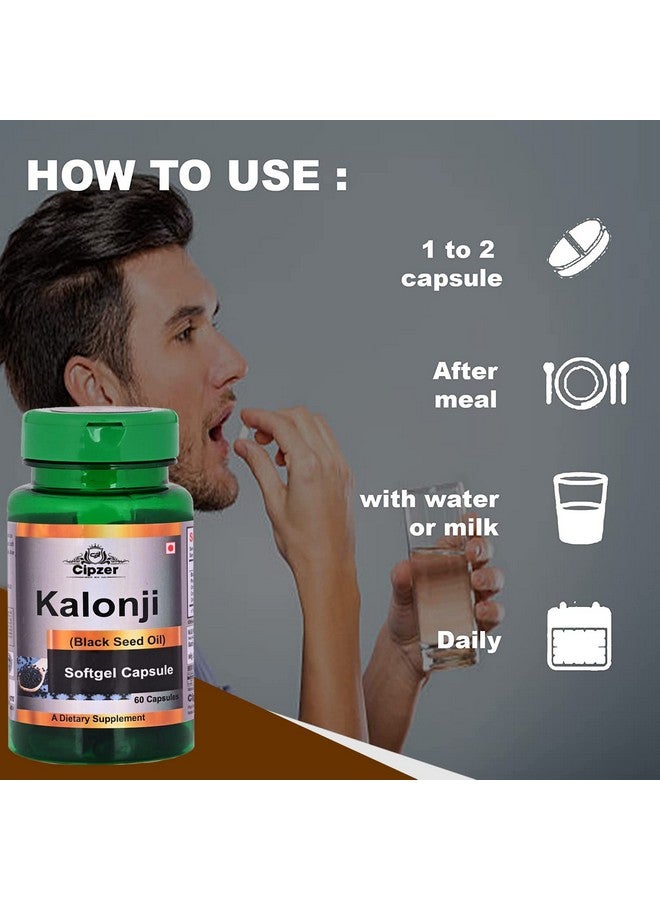 Cipzer Kalonji Oil Softgel Capsules with Ayurvedic Black Seed Extract supplement Helpful in Good Digestion, maintain cholesterol and blood sugar 60 Capsules - Image 4