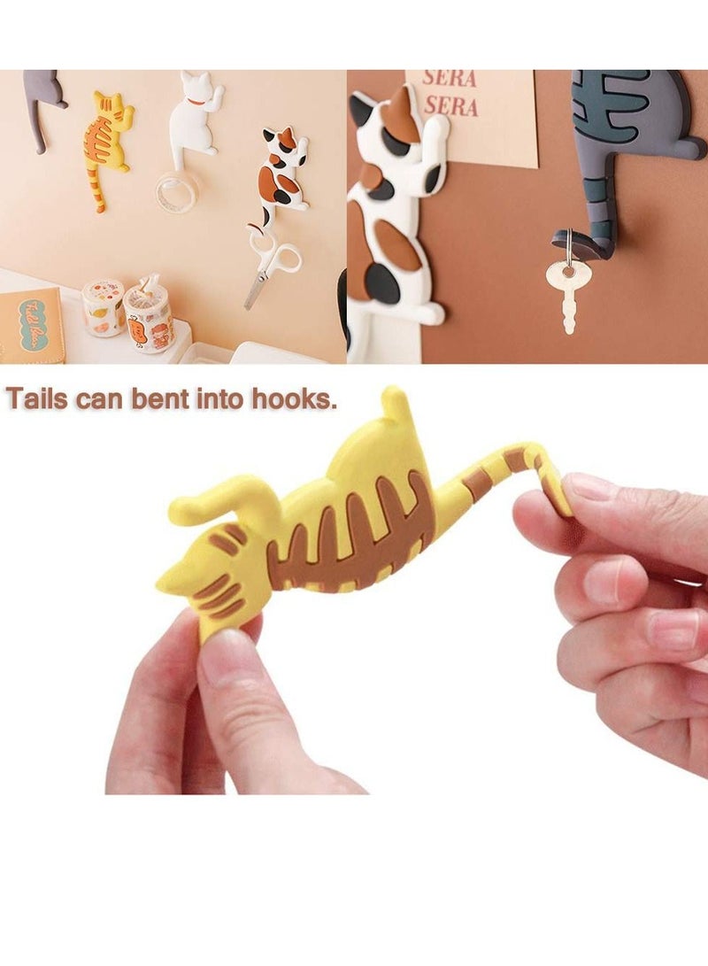 NIBEMINENT Magnetic Refrigerator Stickers Cartoon Cats Suction Hook PVC Decorative Household Items Can Be Used to Hang Photos Memo Keys (6 Pieces) - Image 3