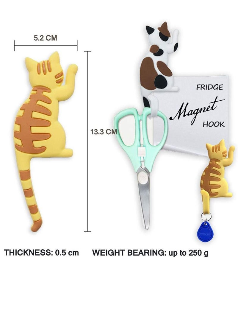 NIBEMINENT Magnetic Refrigerator Stickers Cartoon Cats Suction Hook PVC Decorative Household Items Can Be Used to Hang Photos Memo Keys (6 Pieces) - Image 4