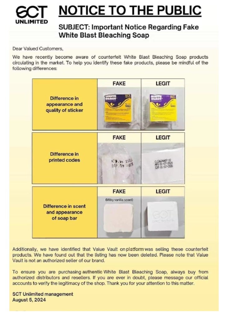 SCT UNLIMITED - White Blast Bleaching Soap 70gm - Image 1