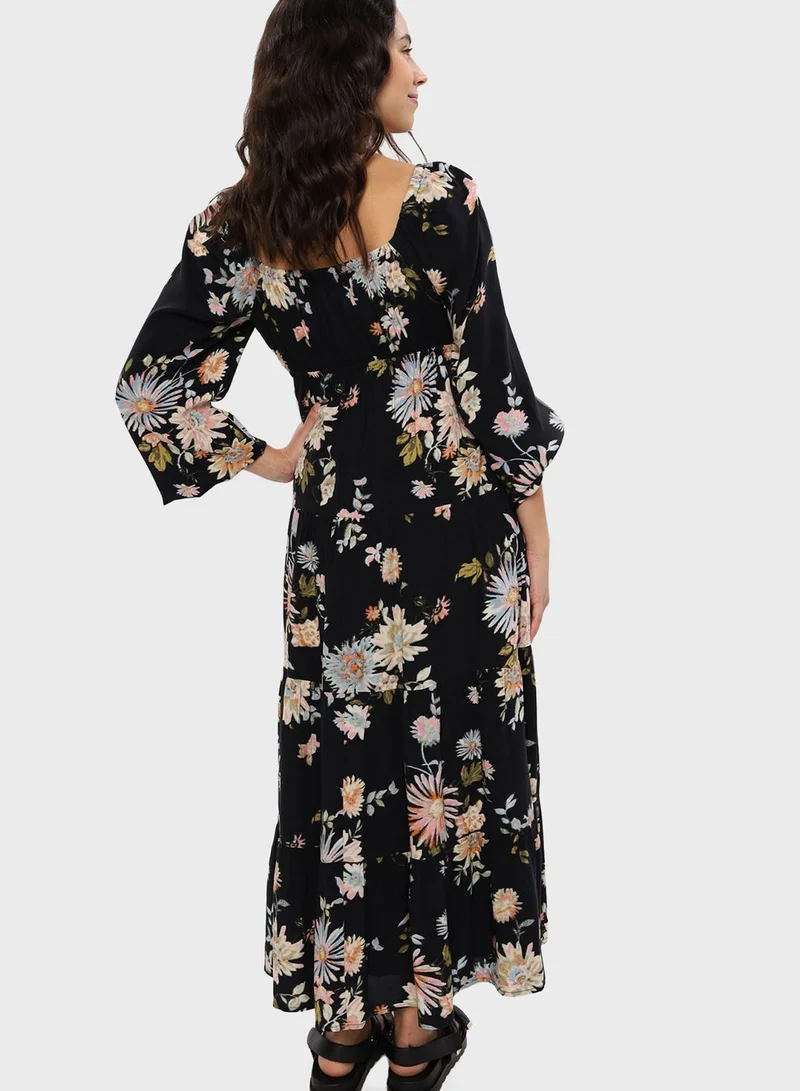 American Eagle Floral Print Tiered Dress