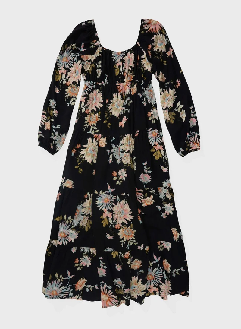 American Eagle Floral Print Tiered Dress