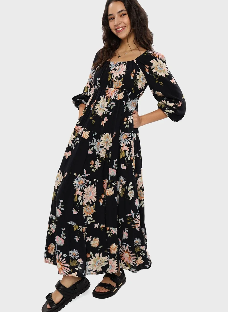 American Eagle Floral Print Tiered Dress