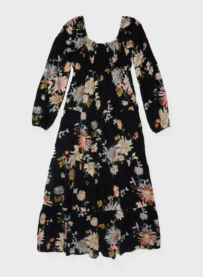 American Eagle Floral Print Tiered Dress