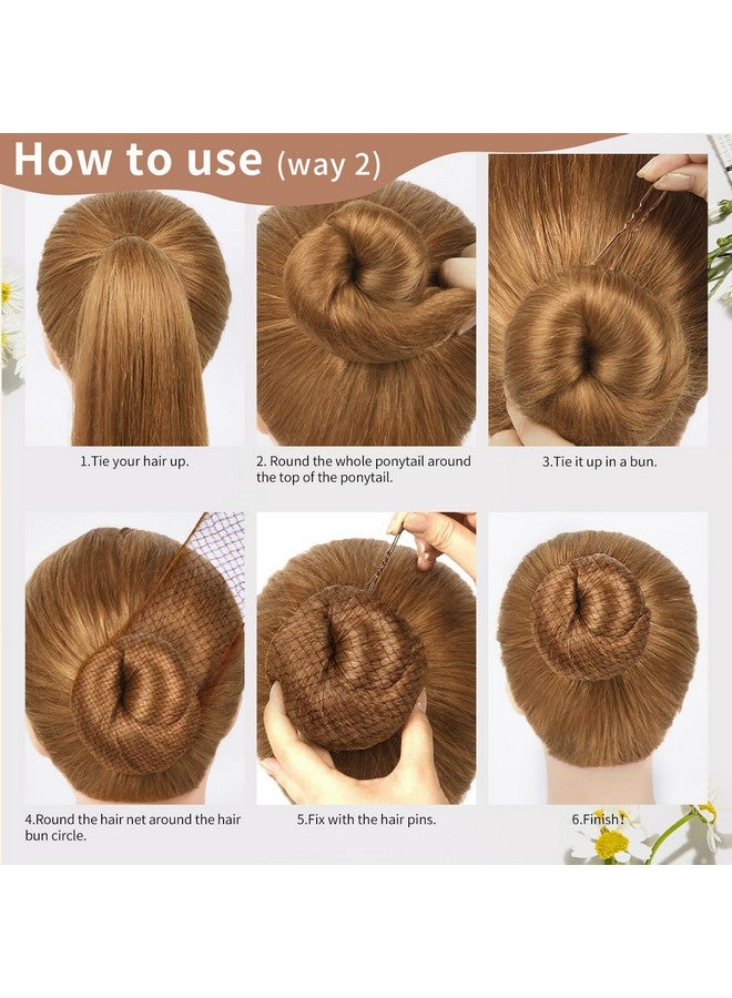 TsMADDTs Hair Nets and U Shaped Pins Set - 30 Hair Nets, 30 2.4 INCH Hair Pins, 5 Hair Bands, Brown - Image 5