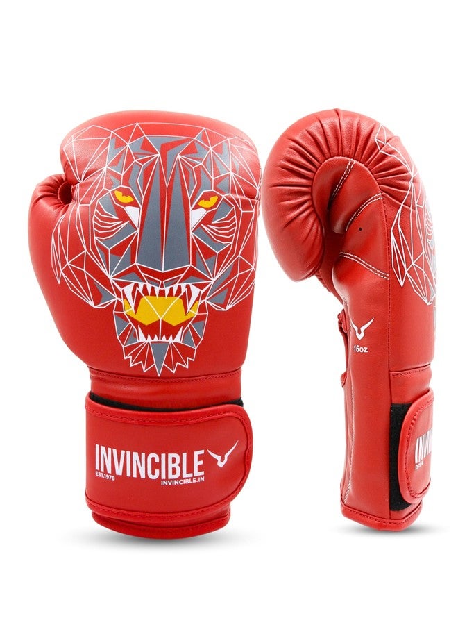 Invincible Limited Edition Combat Gloves Tiger Print Red Color 16 OZ - Image 2