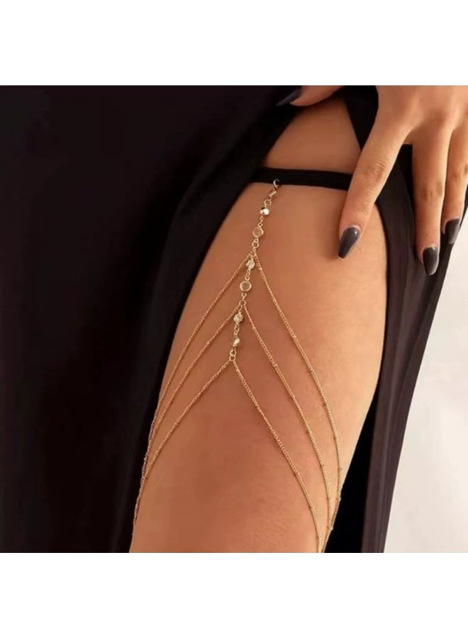 سلسلة متعددة سلسلة الساق ، سلسلة الخرز الماس متعددة الطبقات ، سلسلة الجسم للنساء