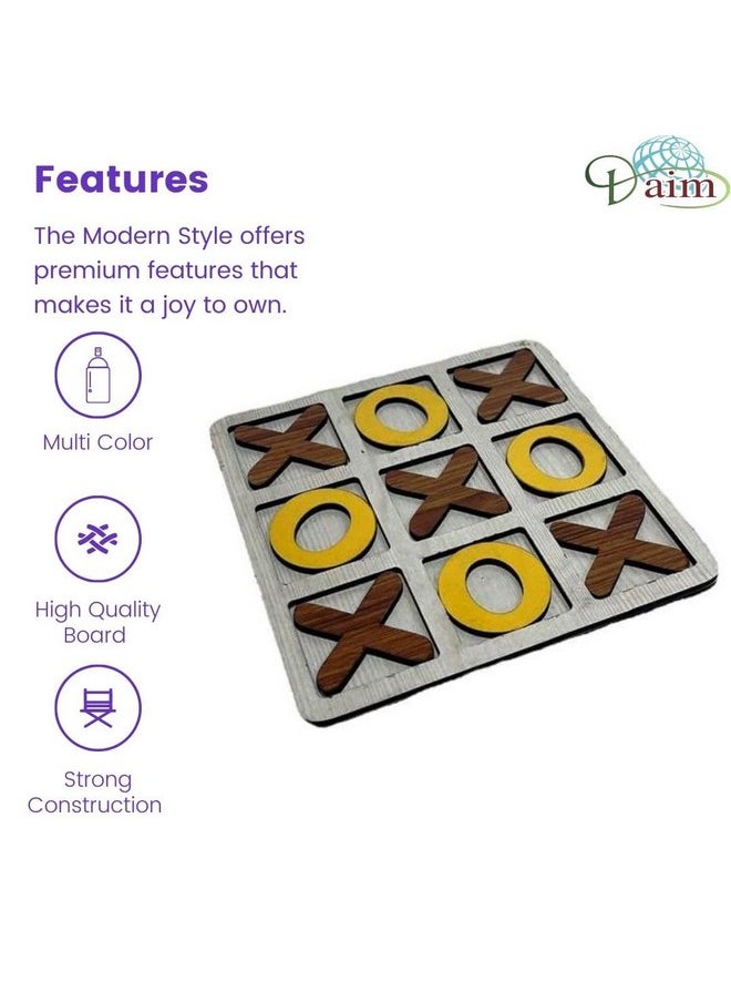 Daim Daim® Wooden Classic Tic Tac Toe Toy Game Zero and Cross Game Wooden Tic Tac Toe Game,tic tac Toy XOXO Toys ((White)  - Image 2