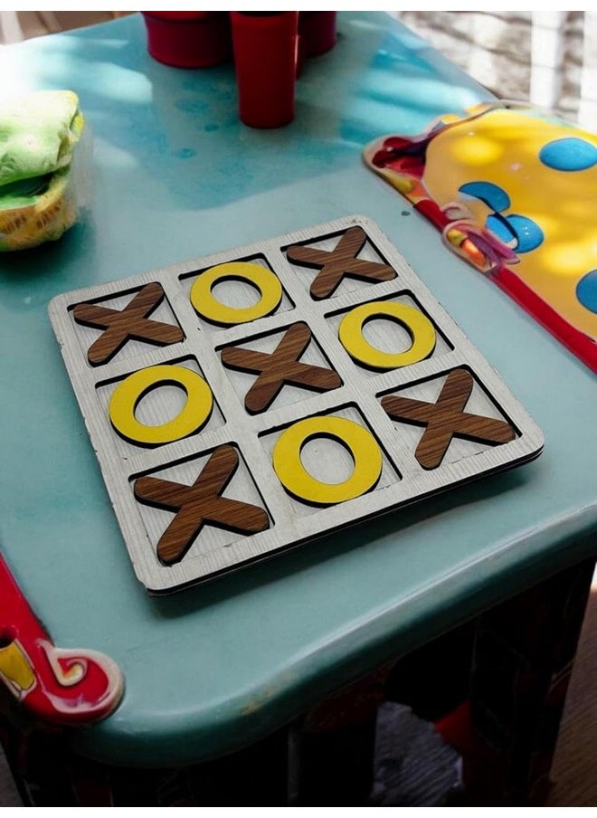 Daim Daim® Wooden Classic Tic Tac Toe Toy Game Zero and Cross Game Wooden Tic Tac Toe Game,tic tac Toy XOXO Toys ((White)  - Image 1