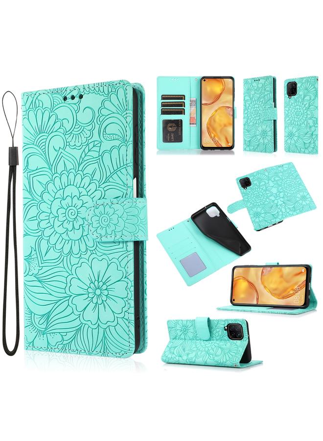 Zaboon Case For Huawei P40 lite Skin Feel Embossed Sunflower Horizontal Flip Leather Case with Holder & Card Slots & Wallet & Lanyard - Image 1