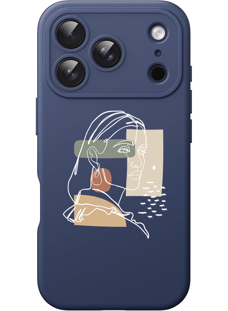 Theodor Protective Slim Fit Case Liquid Silicone Cover with Full Body Protection Anti-Scratch Shockproof Case For Apple iPhone 17 Pro Max (Blue) Women - White - Image 1