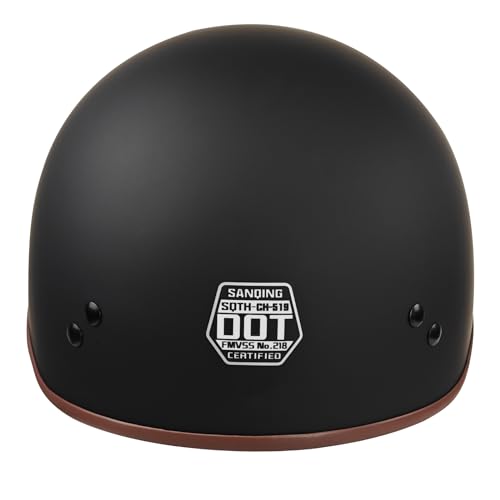 SanQing Motorcycle Half Helmet with Retractable Inner Sun Shade Quick Release Buckle DOT Approved Half Face Cycling Helmets for Men Women Adult(Glossy Black,X-Large) - Image 3