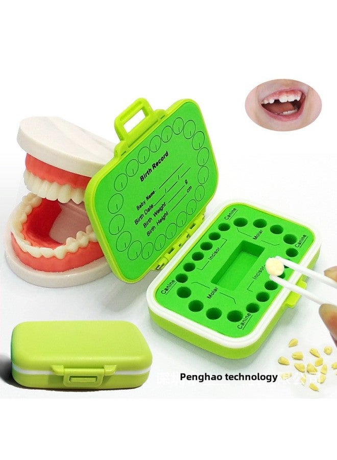 Newborn Baby Baby Souvenir Plastic Lanugo Baby Teeth Collection Storage Box Children Creative Gift G-Color:Green-Specifications:Outside Green Inside Green  - Image 2