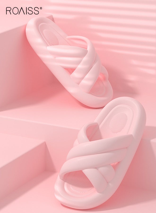 رويس شباشب حمام نسائية مريحة ذات نعل ناعم، بتصميم بسيط متقاطع، مناسبة للاستخدام المنزلي والاستحمام، مانعة للانزلاق، مقاومة للروائح والتسرب، بتصميم ماسي. - Image 4