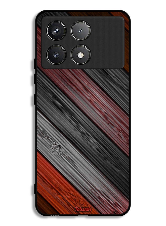 Tolwak Xiaomi Poco F6 Pro Protective Case Cover Colored Wooden Pattern - Image 1