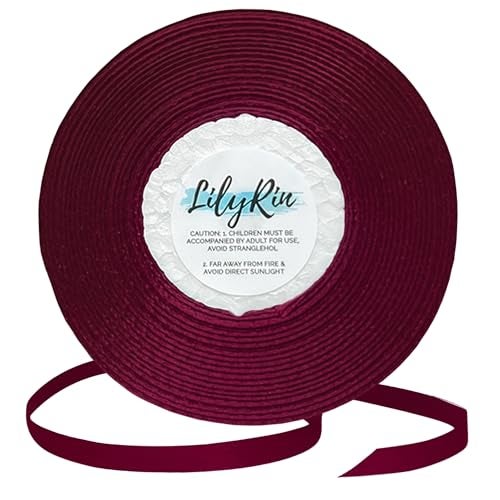 LilyRin Burgundy Ribbon 1/4 Inches 36 Yards Satin Roll Perfect for Scrapbooking, Art, Wedding, Wreath, Packing Birthday, Wrapping Christmas Gifts or Other Projects Maroon - Image 3