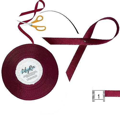 LilyRin Burgundy Ribbon 1/4 Inches 36 Yards Satin Roll Perfect for Scrapbooking, Art, Wedding, Wreath, Packing Birthday, Wrapping Christmas Gifts or Other Projects Maroon - Image 2