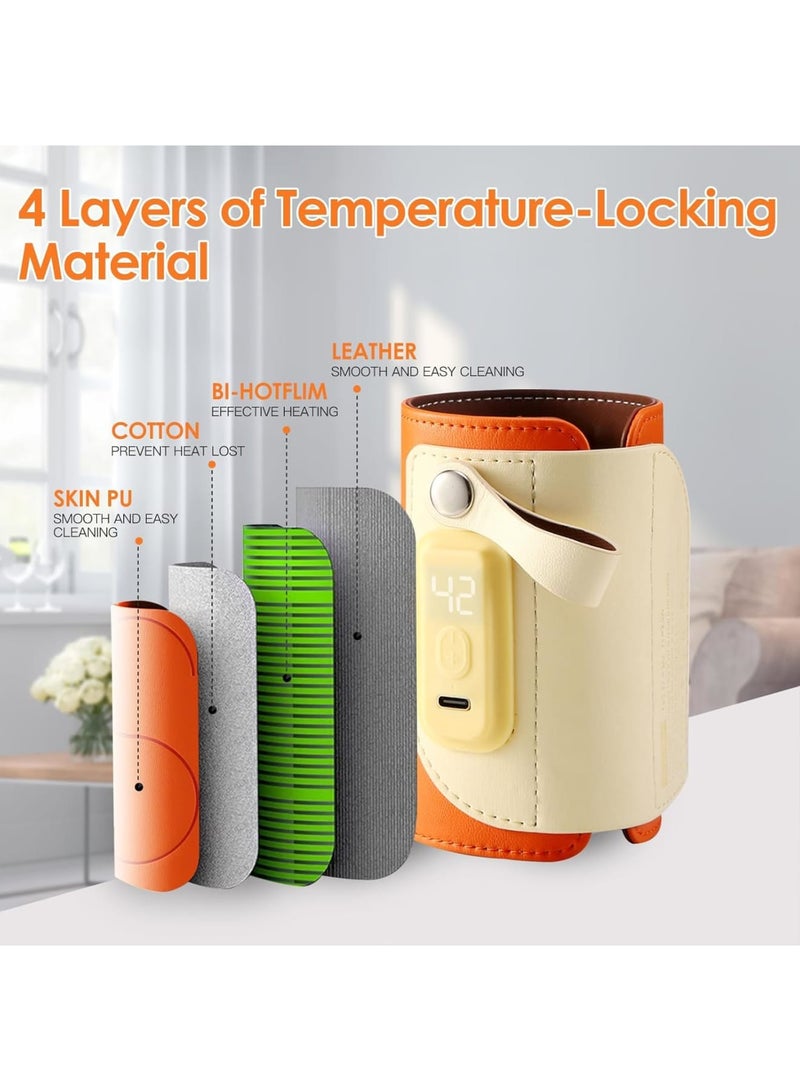 SOLARAE سخان زجاجة محمول، مع شحن سريع 18 واط وشاشة LED، تحكم في درجة الحرارة قابل للتعديل، سخان زجاجة للأطفال عبر USB لحليب الثدي أو الحليب الصناعي للسفر وأنشطة خارجية أخرى - Image 3