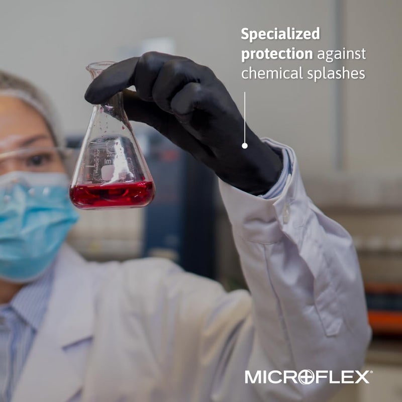 Ansell MICROFLEX Onyx N64 Disposable Nitrile Exam Gloves for Automotive, Metal Fabrication - XL, Black (Box of 100) - Image 4