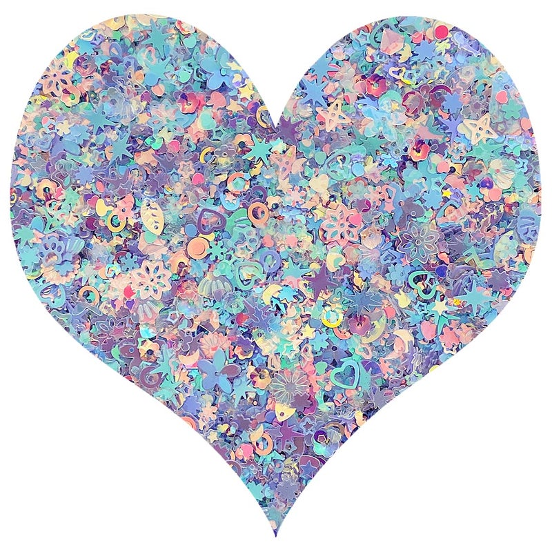 EHOPE Heart Star Butterfly Craft Sequins Holographic Nail Glitte Confetti Shell Snowflakes Nail Art Holographic Glitter Nail Art Glitter Sequins for Women Girls Nail Decoration(Purple-50G) - Image 2
