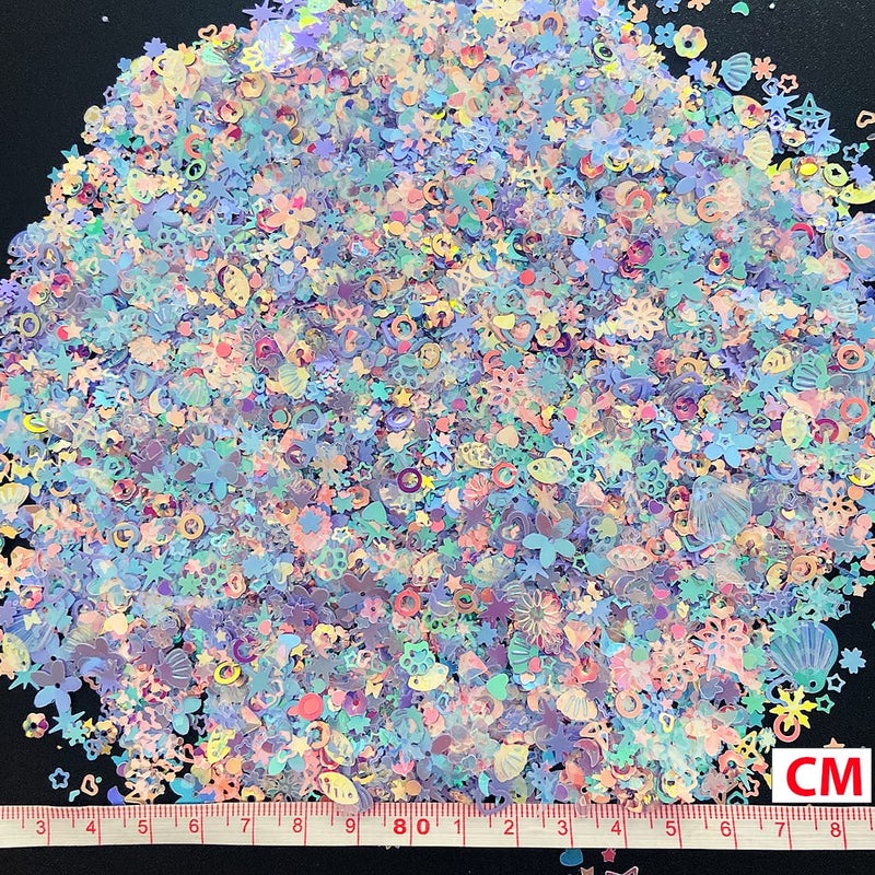EHOPE Heart Star Butterfly Craft Sequins Holographic Nail Glitte Confetti Shell Snowflakes Nail Art Holographic Glitter Nail Art Glitter Sequins for Women Girls Nail Decoration(Purple-50G) - Image 3