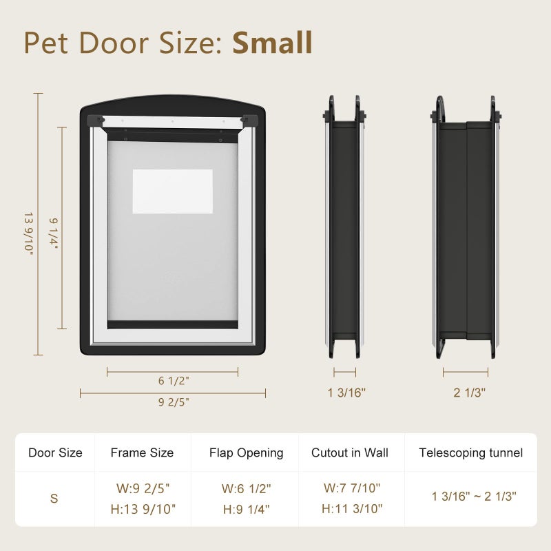 MAVRICFLEX Cat Door for Door, All-Stainless Steel Frame Cat Door with Double Soft Flaps and 2 Sliding ABS Panels for Doors, Easy to Install, Perfect for Cats and Small Dogs Under 15 LBS, Black - Image 5
