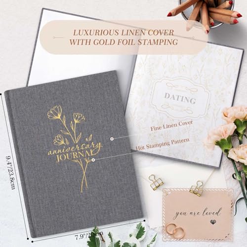Lanpn Wedding Anniversary Journal Notebook - Linen First Year to 70th Anniversary Scrapbook Memory Book for Couples - Newlywed Marriage Journal Wedding Anniversary Book Gifts (Grey, 190 Pages) - Image 2