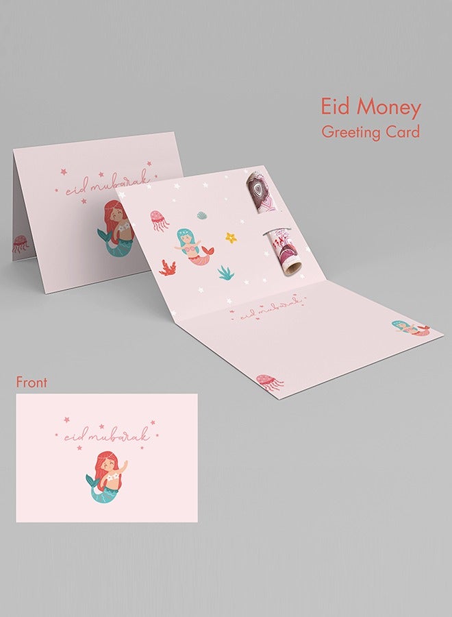 Eid Money Greeting Card, Pink Mermaid