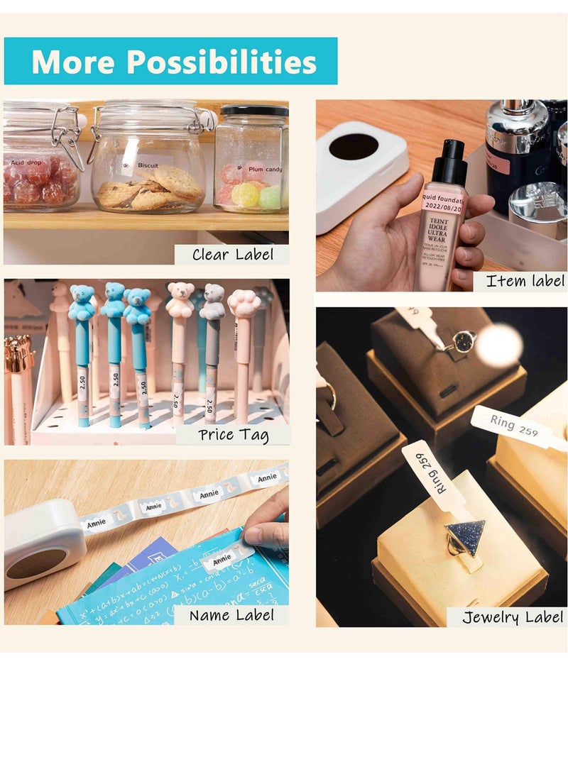 Captaintech Compatible with Phomemo Adhesive Labels, for D30 Portable Thermal Bluetooth Label Maker, 3/8"X1 7/8" (12mm X 50mm) 130 Labels/Roll, D30 Thermal Printing Label Paper, 3 Roll, White - Image 3