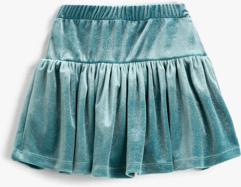 كوتون Velvet Shorts Skirt with Glitter Detail