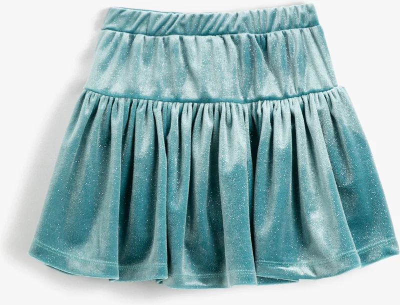 كوتون Velvet Shorts Skirt with Glitter Detail