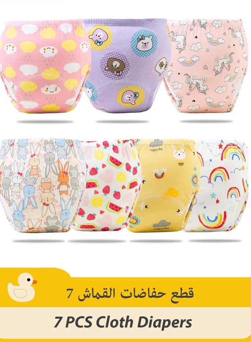 Anmi 7 PCS Baby Potty Training Pants for Girls & Boys, Breathable 6-Layer Cotton Training Underwear, Absorbent Learning Pants (Girls, Size100) - Image 1