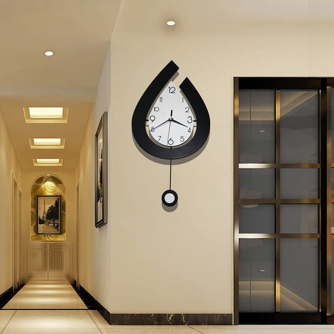 DECORATIVE WALL CLOCKS FOR LIVING ROOM DECOR LARGE MODERN WALL CLOCKS WITH PENDULUM BATTERY OPERATED FOR BEDROOM OFFICE KITCHEN HOME 268 INCH BIG SILENT NON TICKING