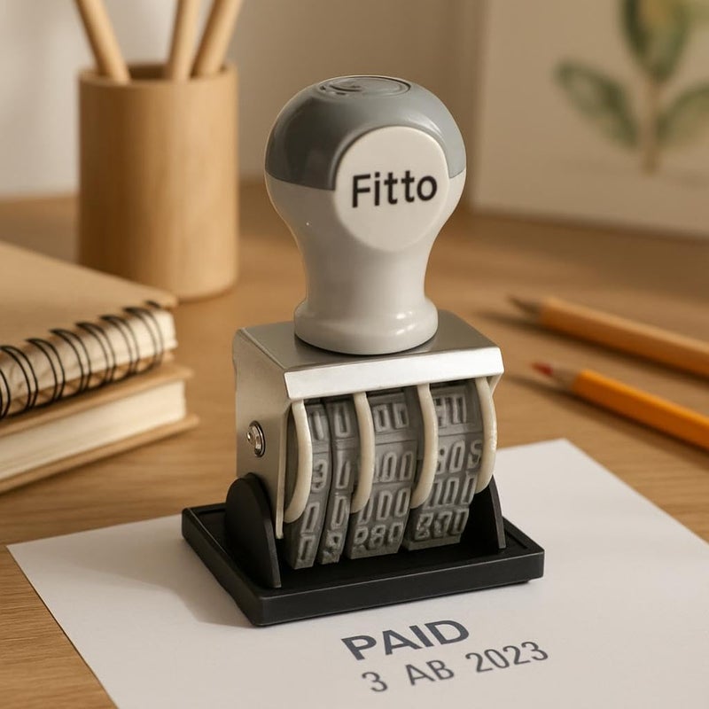 Fitto Paid Stamp with Date 8.5x5.5cm for Office & Mail Use - Image 1
