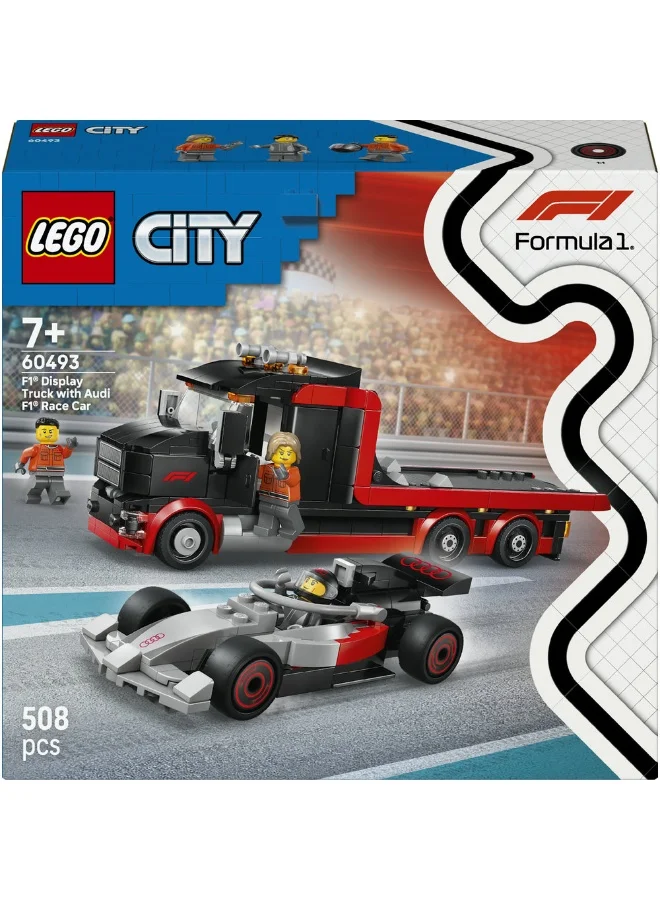 LEGO City F1 Display Truck with Audi F1 Race Car Toy 60493 (Age 7+, 508 Pieces)