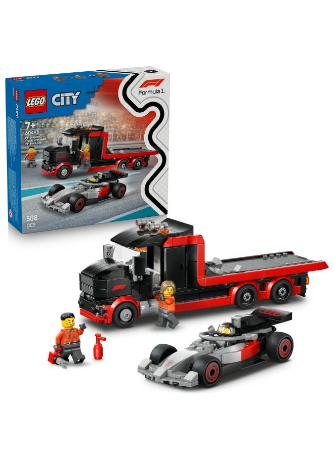LEGO City F1 Display Truck with Audi F1 Race Car Toy 60493 (Age 7+, 508 Pieces) - Image 1