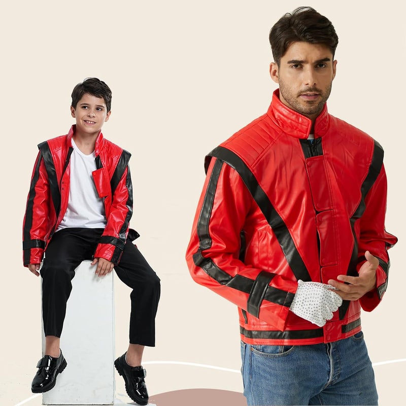 Ciguo Red and Black Leather Jacket Cosplay PU Coat - Image 4