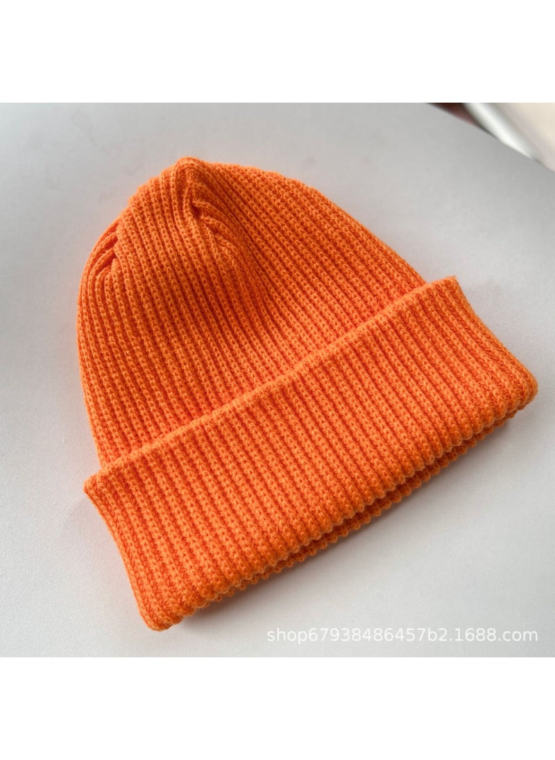 Generic Glossy wool hat womens winter warm acrylic pullover hat mens Korean-style ins cold-proof knitted hat wholesale all-matching Orange 