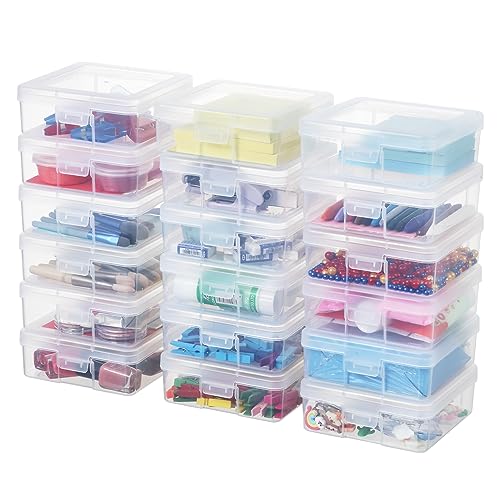 OMNISAFE 18 Pack Small Plastic Hobby Art Craft Organizer Clear Plastic Storage Containers with Latching Lid for Pencil Box Lego Crayon - Image 1
