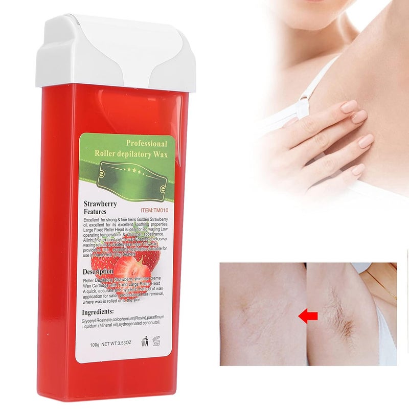 comfrt Roll-On Wax Cartridge for Hair Removal 100g Roller Depilatory Wax for Body Legs Arms Armpit Bikini Hair Removal Professional or Home Uses(Strawberry) - Image 2