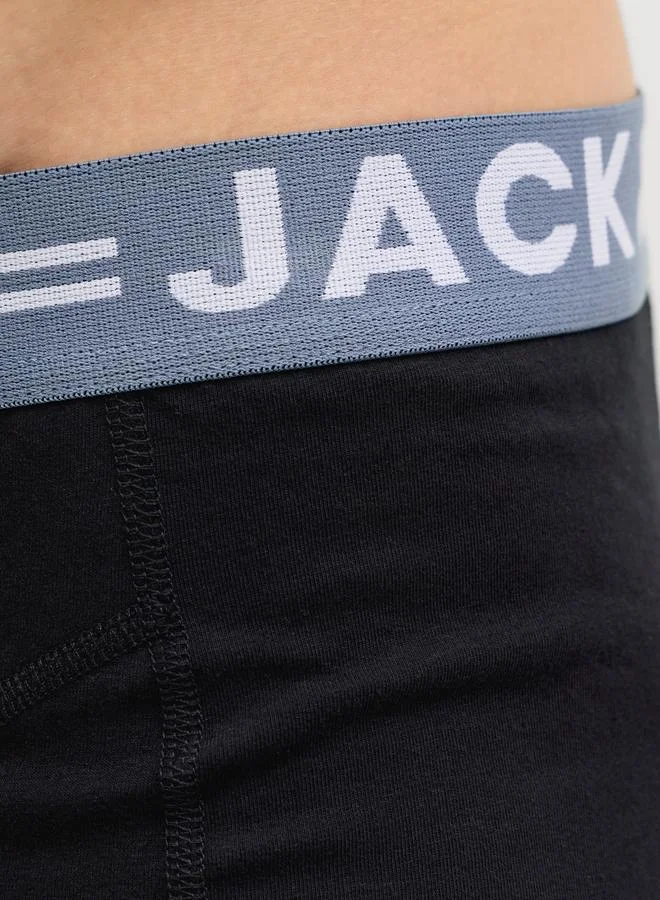 جاك اند جونز طقم 3 قطع سراويل بوكسر بحزام خصر مطبوع