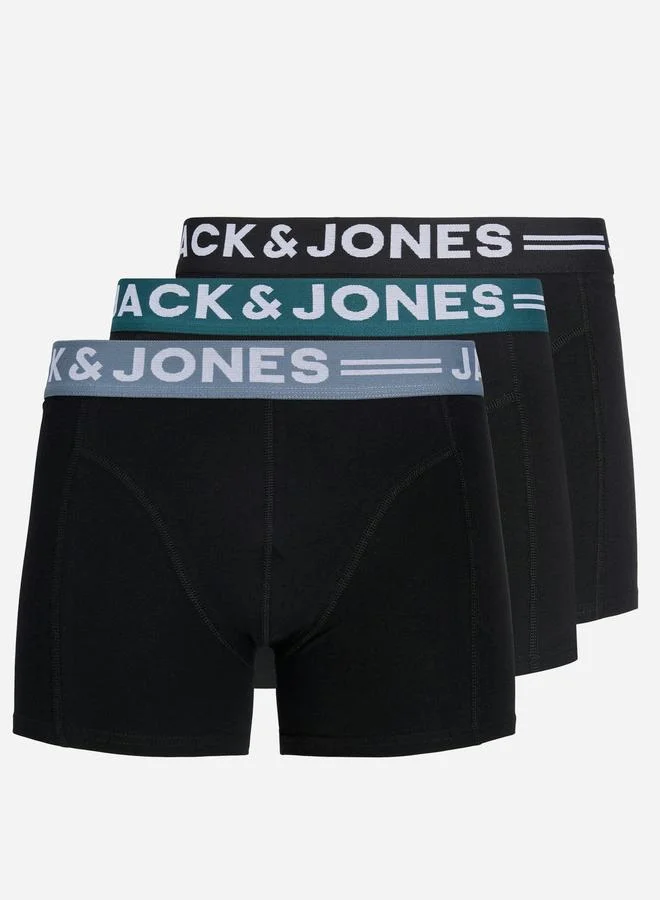 جاك اند جونز طقم 3 قطع سراويل بوكسر بحزام خصر مطبوع